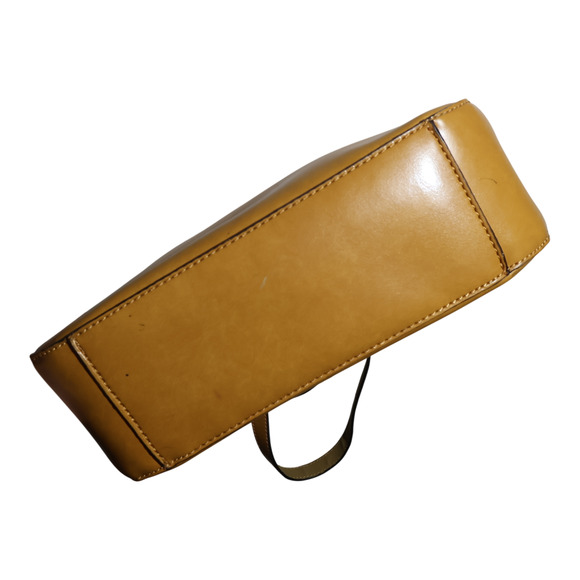 Emilie M VTG Leather Tote Mustard Yellow Western Cut-Out Sz M Western Structured - Picture 8 of 10